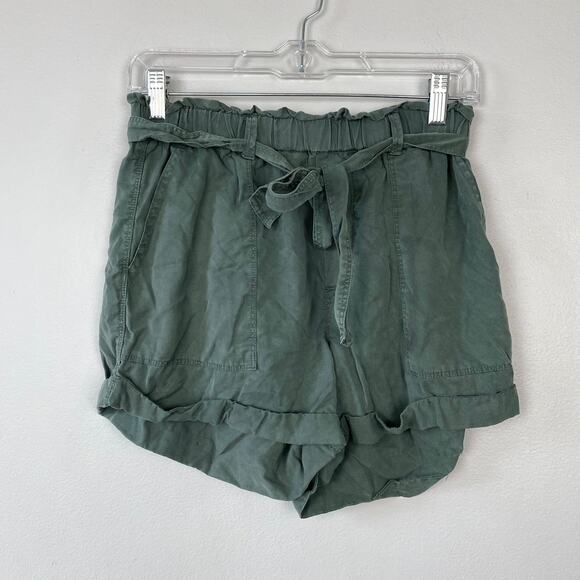 Aerie Lyocell Paperbag Shorts High Waisted Camp Shorts Moss Green Size Small‎ - Picture 2 of 7